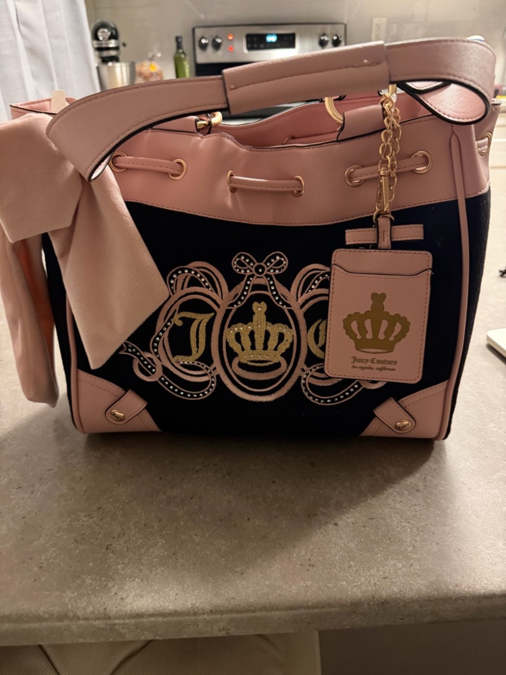 Juicy Couture Pink and Black Day Dreamer Tote